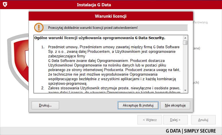 Instrukcja instalacji G Data 2017