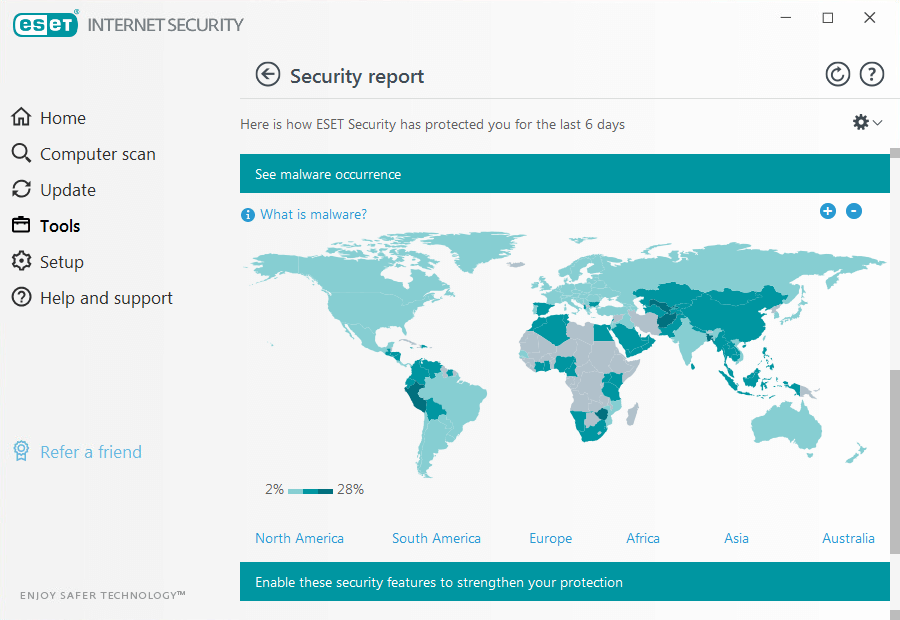 Eset Internet Security mapa zabezpieczeń